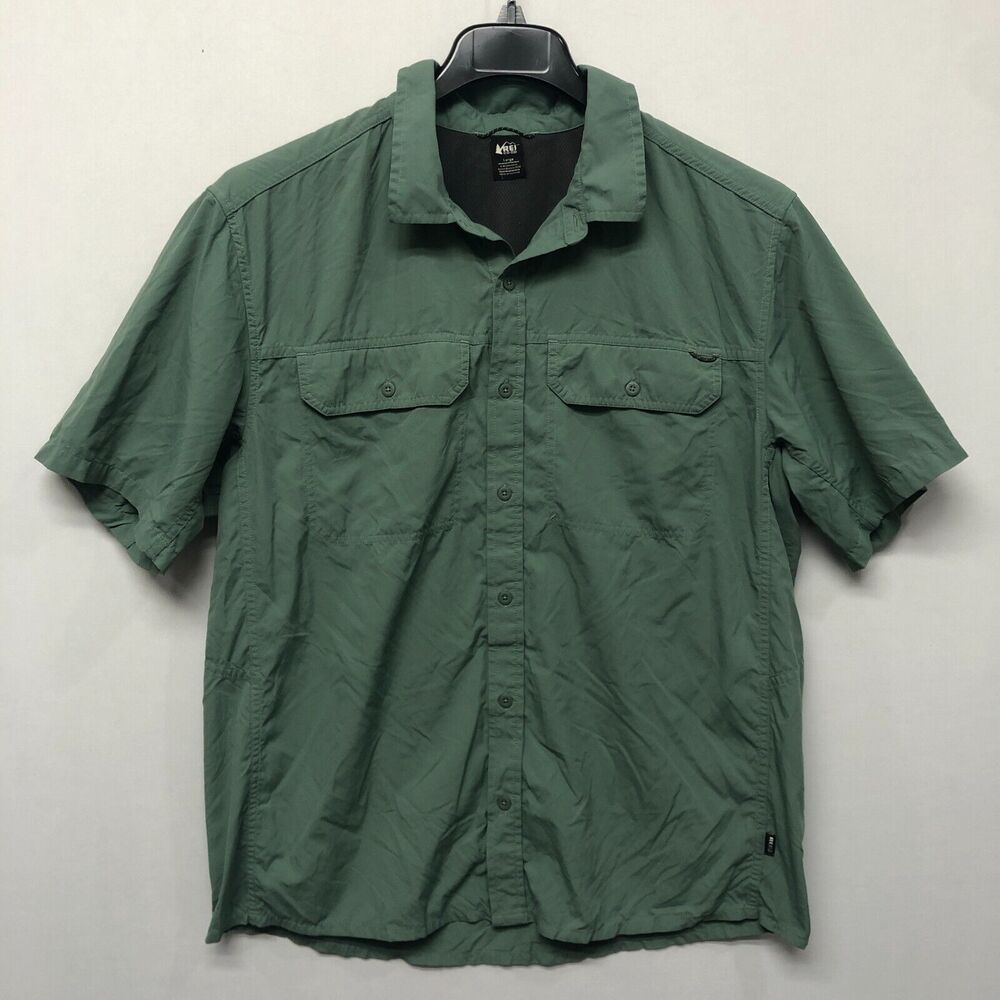 REI Co-Op Men Short Sleeve Hiking Outdoor Button Shirt Size Large B326 -22